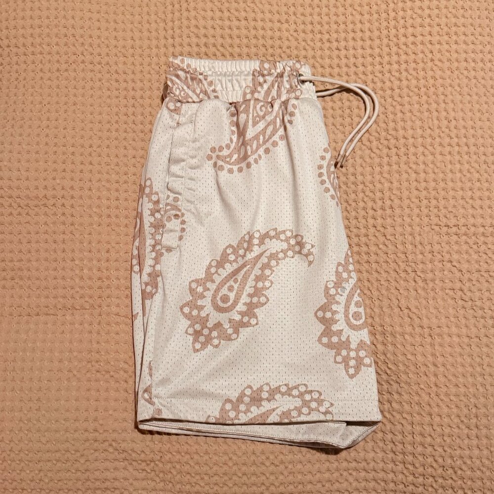 Maison Article Paisley Mesh Shorts Mens M Cream Streetwear Drawstring‎ Athletic - Picture 2 of 4